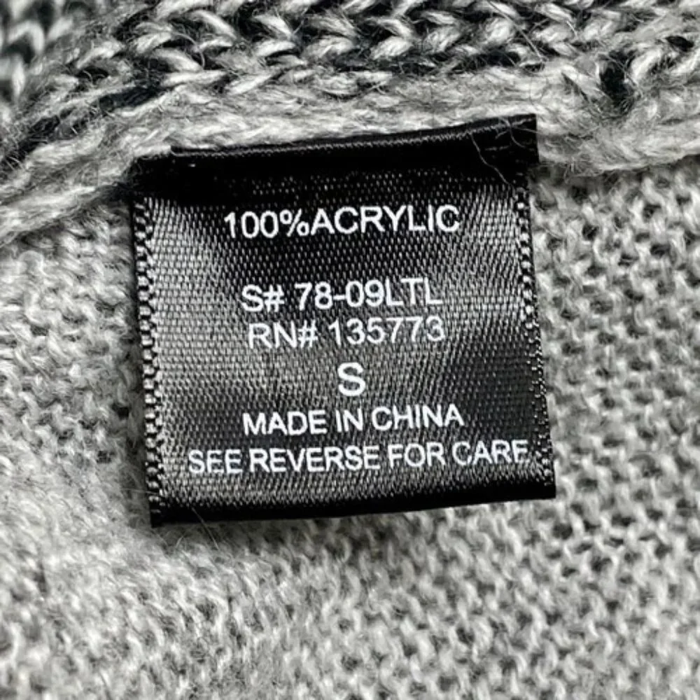 Vici Hooded Sweater Women's Small Gray Black Stars Knit Pullover‎ Nordstrom EUC